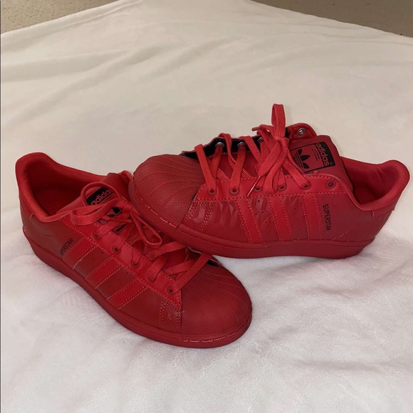 Red Adidas Superstar - size 6.5 youth or 8 women’s - Picture 1 of 7